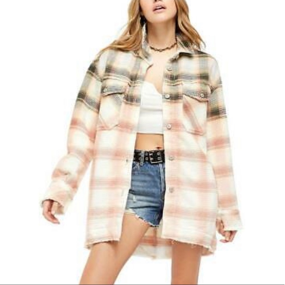 Free People Annelli Plaid Oversized Shacket